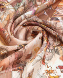 Detailed view of a silk scarf showcasing a chinese painting
image, reflecting elements of Chinese artistry.